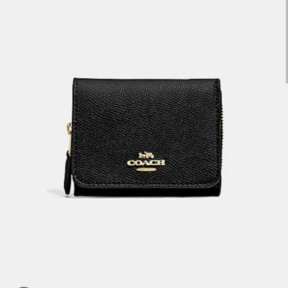 Coach Handbags - Coach F37968 Small Trifold Wallet Black/ Goldtone Hardware EUC